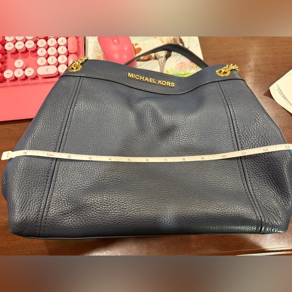 Michael Kors Dark Blue Shoulder Bag with Gold Accents - Picture 10 of 11